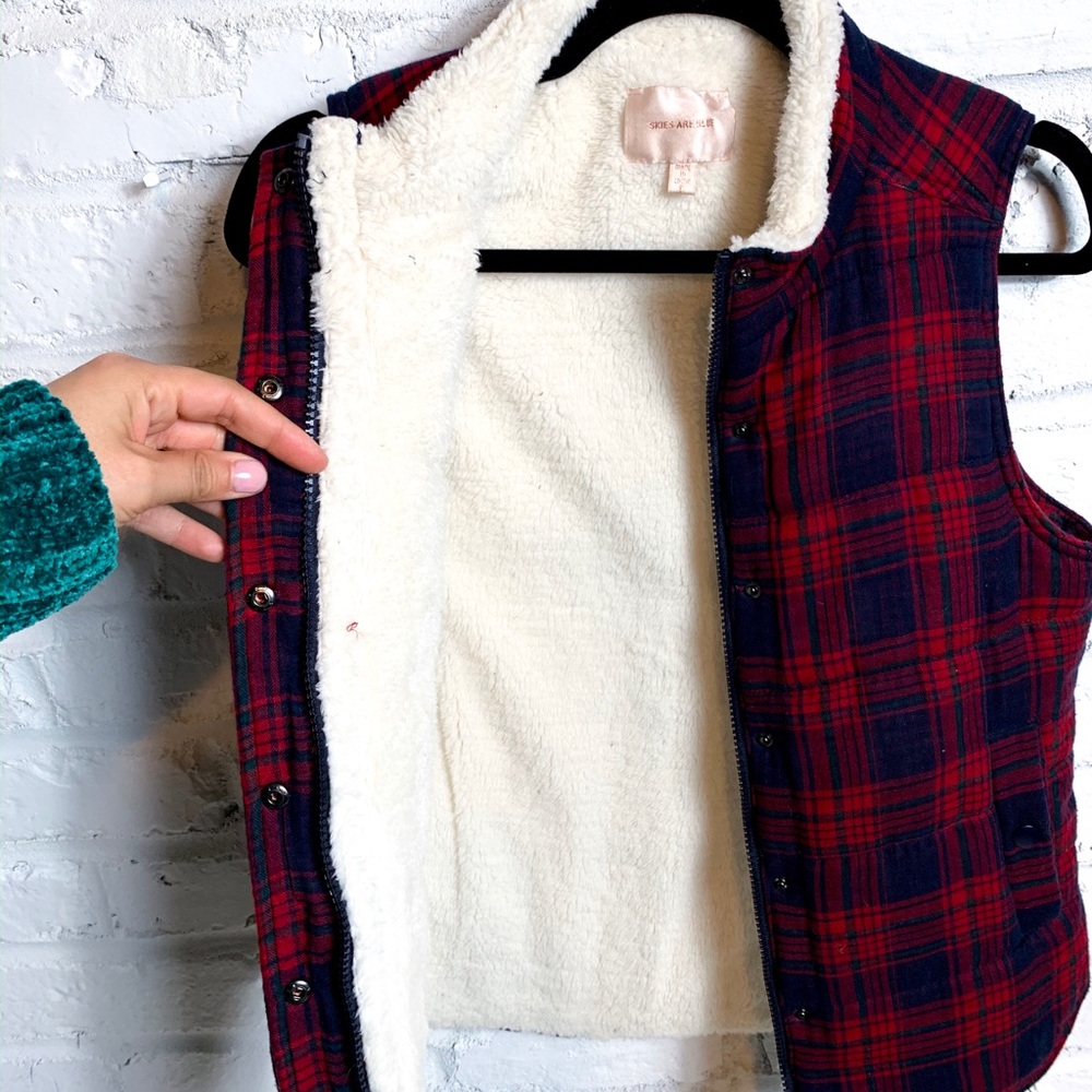 Anthropologie Skies are Blue Sherpa Lined Plaid Vest